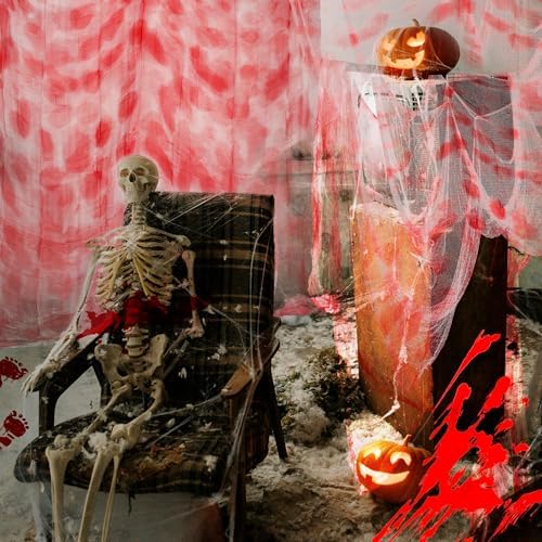 Xgunion Creepy Cloth 315x87 Inch Red Bloody Spooky Gauze