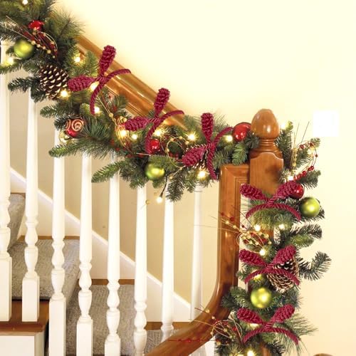 Celltestria 12pcs 20 Inches Christmas Garland Ties (Burgundy)