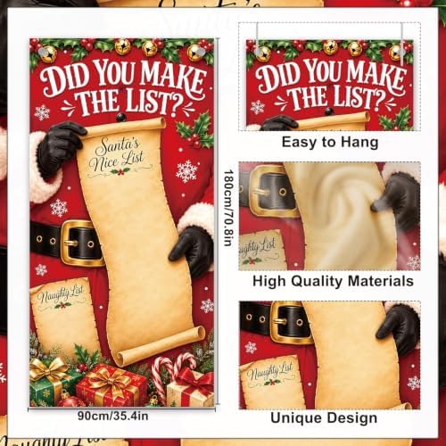 Christmas Gift List Door Cover 71x35 Inch Decorations