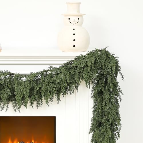 Jutom 2 Pcs 9 ft Artificial Cedar Garland for Christmas