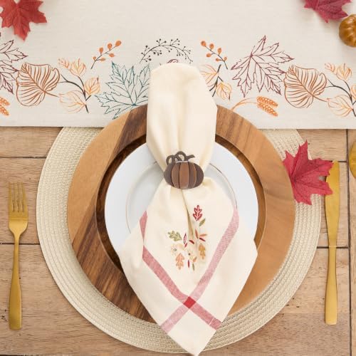 DII Thankful Autumn Collection Fall Tabletop Decoration, Square Napkin Set, 20x20, Falling Leaves, 6 Piece