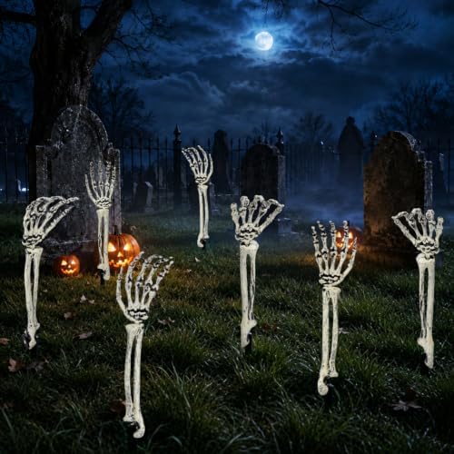 Halloween Outdoor Decorations, 8 PCS Groundbreaker Skeleton Hands Stakes