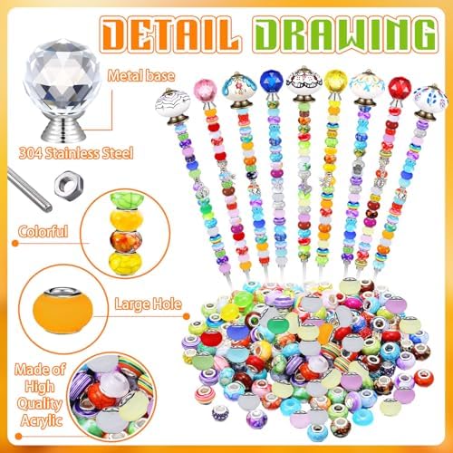 Hicarer 248 Pcs Fall DIY Fairy Wand Beaded Stakes Kit for Garden Craft