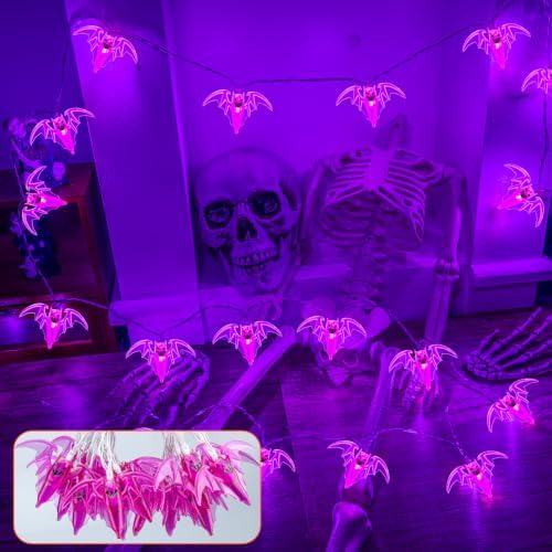 Halloween Lights Indoor Bats Decor Battery Operated 10FT 20LED Purple