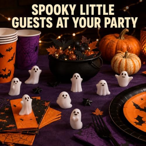 100Pcs Halloween Mini Resin Ghosts，10 Styles Tiny Spooky Ghost Figures