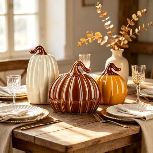 Ceramic Pumpkin Decor Fall Thanksgiving Farmhouse Pumpkin Table Centerpiece