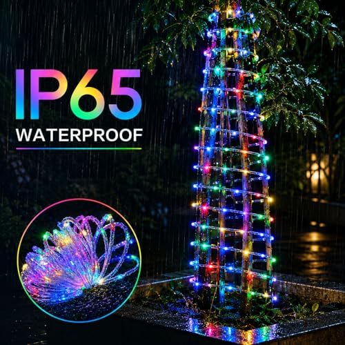 Vigdur Outdoor Rope Lights, 66FT Color Changing Rope Lights with Remote