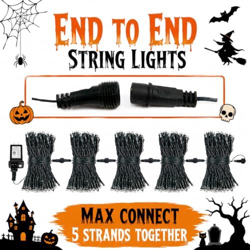 Connectable 88Ft 240LED Halloween Lights Outdoor Indoor, Purple & Orange