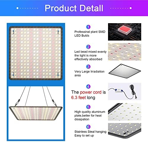 2 Pack LED Grow Light Panel 200W Lamp for Indoor Plants, Sun Like with White Blue Red UV IR LEDs for 4x4ft Coverage Grow Tent Greenhouse Veg and Bloom Seedlings Hydroponics