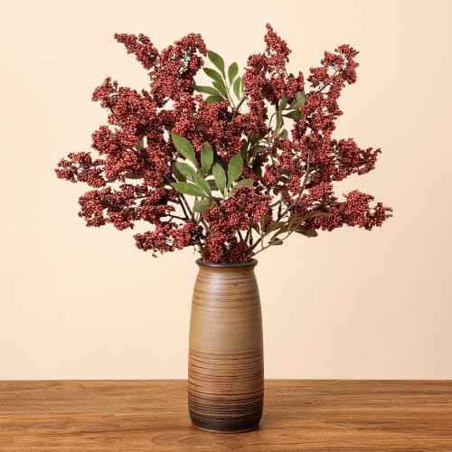 2 Pcs 31" Artificial Berry Stems, Faux Nandina Berries, Red