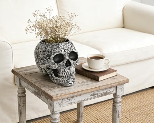 Metallic Silver Skull Decorative Bowl Gothic Gifts