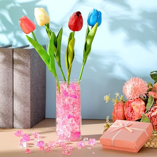 Syhood 570 Pcs Pink Acrylic Gems Plastic Crystals