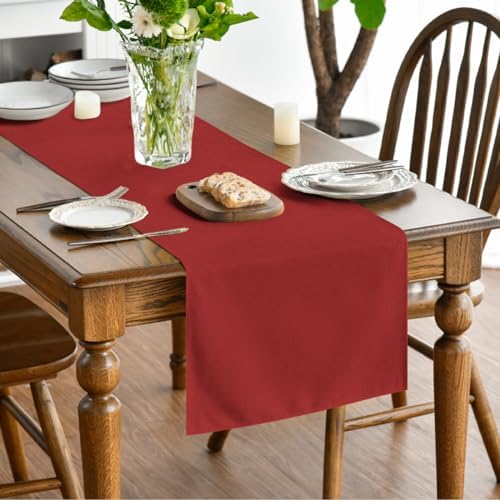 Artoid Mode Red Table Runner, Seasonal Christmas Washable Kitchen Dining Table Decoration for Home Party Decor 13x60 Inch