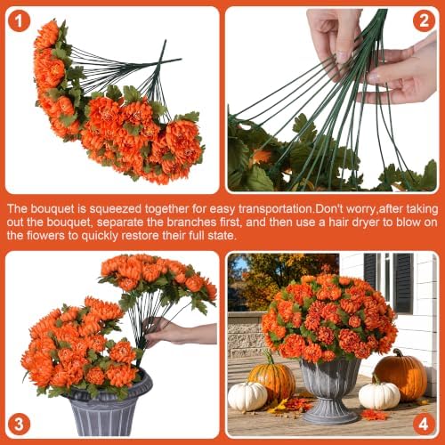 Ivydale 2 Bundles Artificial Fake Mums Flowers for Outdoor, 48 Heads Faux Purple Silk Chrysanthemum Bouquets with Long Stems Arrangements Centerpiece for Wedding Party Home Decor
