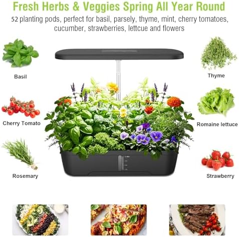 52 Pods Smart Hydroponics Growing System Indoor Herb Garden with Auto Timer