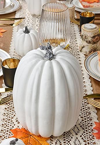 Lvydec 7pc Assorted Size White Pumpkins Craft Pumpkins for Halloween Thanksgiving Autumn Festive Party Supplies