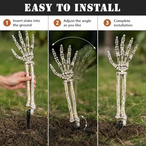 AOGU 6PC Skeleton Arm Stakes, Outdoor Halloween Decorations for Yard