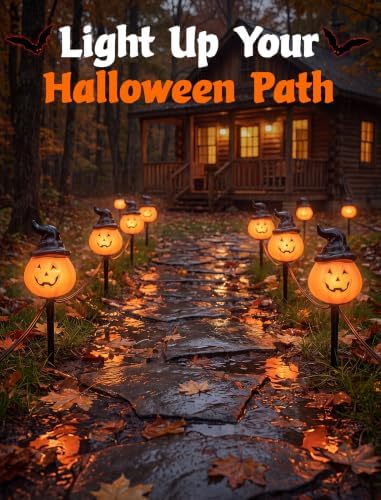 Halloween Pumpkin Pathway Lights, 4PCS Jack-o-Lantern Stakes