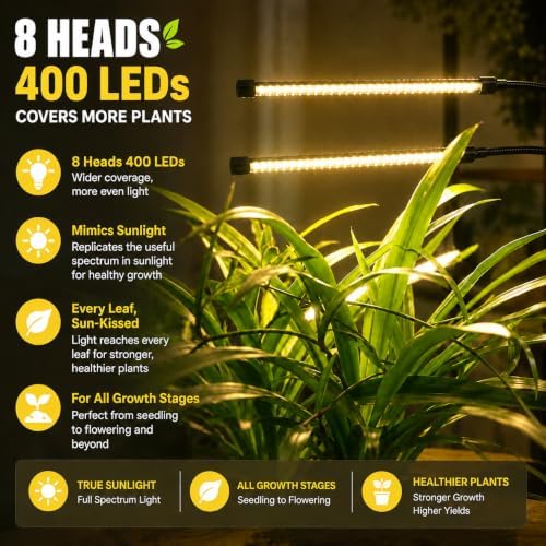 Grow Lights for Indoor Plants, Full Spectrum Grow Light for Indoor Growing with Tripod Stand, Auto On/Off Timing 4/8/12H, Plant Grow Lights Indoor.