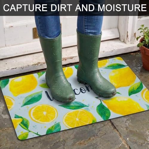 Welcome Mat 17x29 Inch Spring Summer Front Door Mat, Lemon