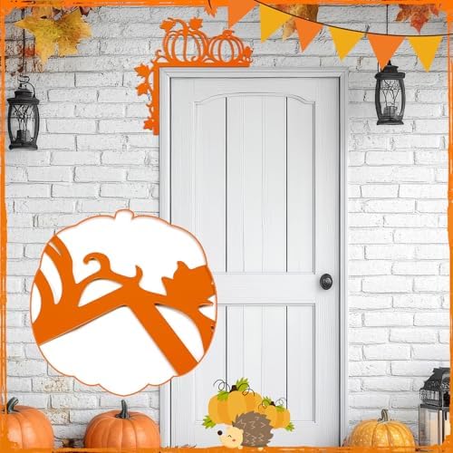 Yaocom 11.8‘' x 11.8" Metal Fall Pumpkin Door Topper, Thanksgiving Sign