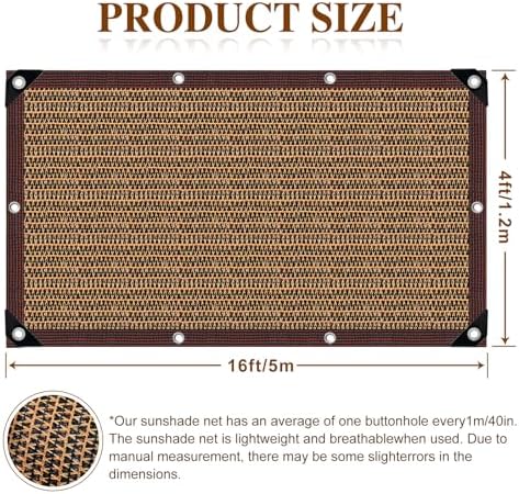 80% Shade Cloth -4x16FT Sunblock Net with Grommet,Lightweight and Durable UV Protection,Shade Cloth for Garden Patio Pergola Balcony Plants Greenhouse Dog Kennel Chicken Coop Outdoor