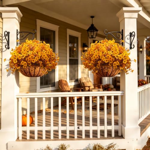Grunyia 20 Bundles Artificial Outdoors Flowers (Fall Yellow)