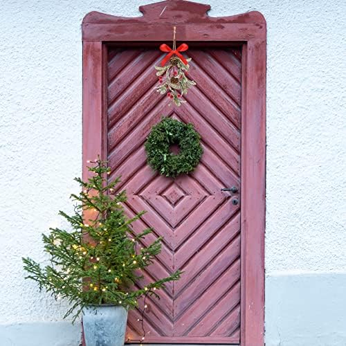 Giegxin 2 Piece Christmas Mistletoe Ornament,Bright Style,Red