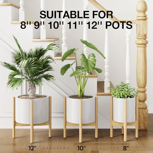 MUDEELA Plant Stand for Indoor, Bamboo Material, Natural, 14.5 Inch Tall