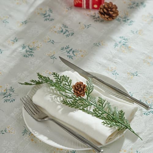 Heleze 33 Inch Faux Cedar Stems with Pine Cones, Christmas Greenery Stems Artificial Pine Branches Fake Cypress Picks for Vase Home Decor 3 Pcs