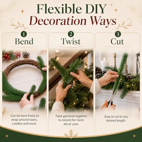 RAINFLOW Christmas Garland Ties - 24 Garland Straps for Christmas Decor