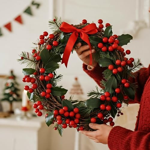 50Pack Christmas Tree Decorations Artificial Berry Stems Red Berry Picks for Xmas Winter Holiday Home Centerpieces and DIY Flower Arrangements Ornaments