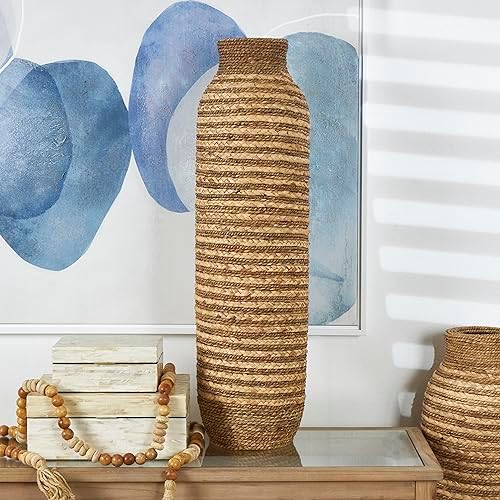 Deco 79 Seagrass Vase, Vase 9" x 9" x 32", Brown