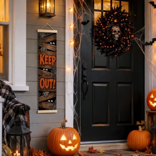 Halloween Banner, Keep Out Canvas Door Decor for Porch and Party