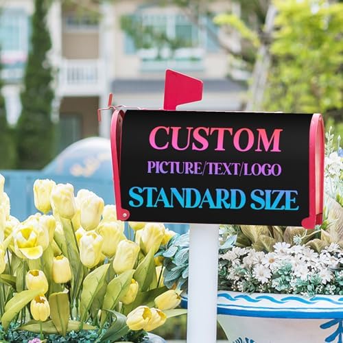 Kawani Personalized Custom Mailbox Covers Magnetic Standard Size 18x21 Inch Add Photo Picture Name Logo Text Uniqu Mailbox Wraps Customized Seasonal Post Letter Box Cover for Home Gadern Decor