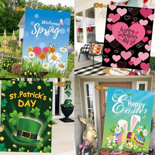 CDLong Seasonal Garden Flags Set of 12, Double Sided 28 x 40 Inch Yard Flag