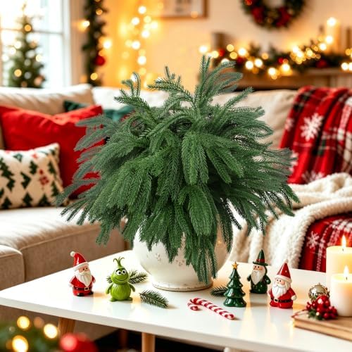 Rowfad 24 Pcs Artificial Norfolk Pine Branches Faux Christmas Stems (24)