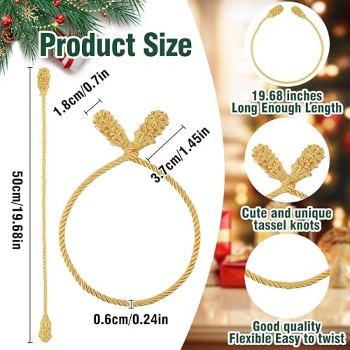 Celltestria 12pcs 20 Inches Christmas Garland Ties (Golden)