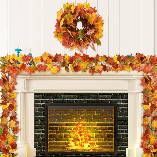 4Pack 23.6FT Fall Autumn Leave Garland for Thanksgiving Wedding Party Decor
