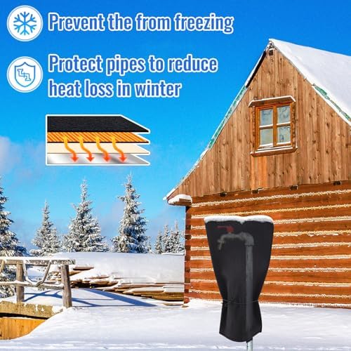 2 Pcs 28" L x16 W Electric Heated Outdoor Faucet Cover for Winter Freeze Protection Heating Hose Bib Covers for Winter, Water Pipe Heater for Garden Faucet Insulated Spigot Protector, Black