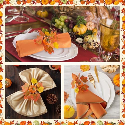 Fall Thanksgiving Pumpkin Napkin Rings Set of 6, Thanksgiving Table Decor