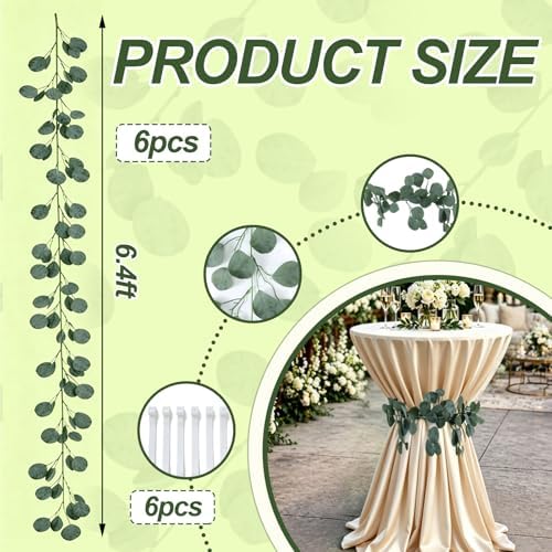 6 Pack Eucalyptus Garland Wedding Cocktail Table Ties Faux Greener
