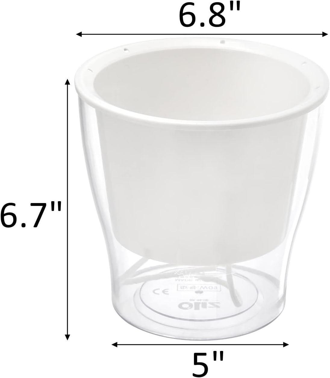 ZOOFOX 4 Pack Self Watering Pots for Indoor Plants, 7 Inch Large Clear Plastic Automatic-Watering Plant Pot, Modern