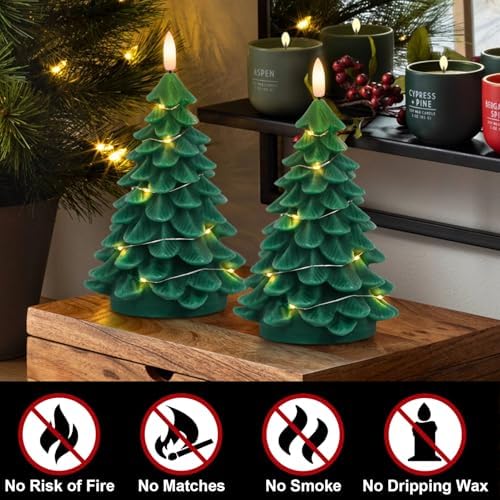 Eldnacele Christmas Tree Flameless Candles String Light with Remote Timer