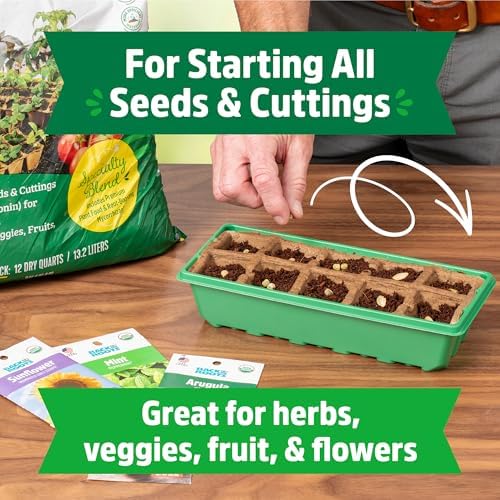 Back to The Roots 10-Cell Greenhouse Germination Kit | Includes Biodegradable Pots & Vented Greenhouse Lid | Made from 75% Recycled Plastic
