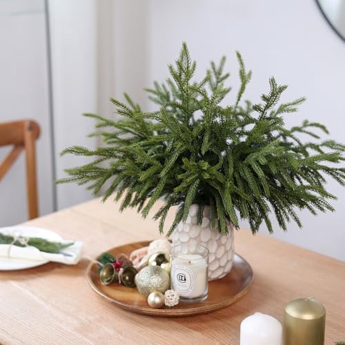 32Pcs 18"Lifelike Touch Artificial Christmas Norfolk Pine Branches for Vase