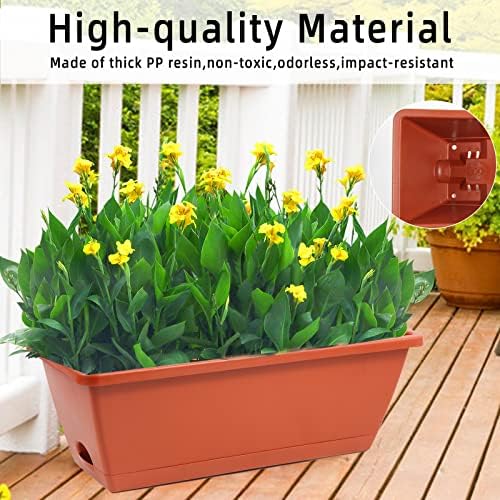 8pcs Window Box Planter,Rectangle Plastic Vegetable Flower Planters Boxes