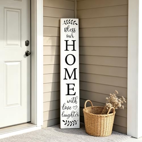 Welcome Sign for Front Door Porch, Bless Our Home Signs 47"
