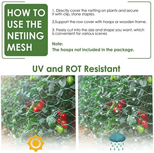 13X65Ft Bird Netting for Garden Protect Vegetable Plants and Fruit Trees,Plastic Trellis Netting for Birds, Deer,Squirrels and Other Animals