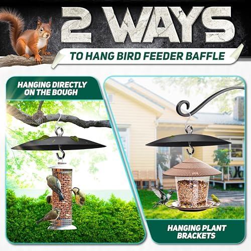 Solid Metal 16” Squirrel Baffle for Bird Feeder Hang Mount Squirrel Guard